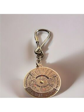Vintage 40-year Calendar Keychain-Brass
